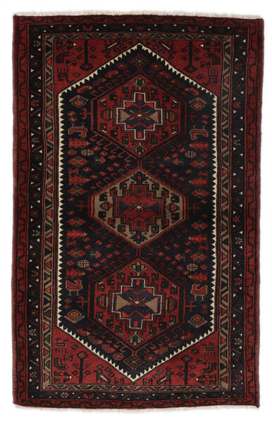  105X168 Hamadan Vloerkleed Zwart/Donkerrood Perzië/Iran 