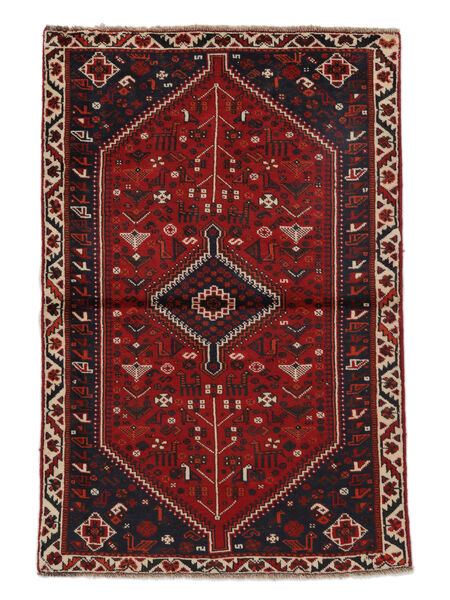  Shiraz Vloerkleed 109X165 Echt Oosters Handgeknoopt Zwart/Donkerrood (Wol, Perzië/Iran)