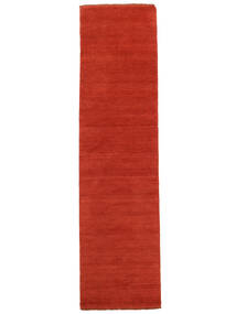  Handloom Fringes - Roestkleur/Rood Vloerkleed 80X300 Modern Tapijtloper Donkerrood (Wol, India)