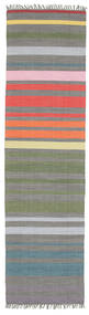 Rainbow Stripe - Grijs Vloerkleed 80X300 Echt Modern Handgeweven Tapijtloper Donkergrijs/Lichtgrijs (Katoen, India)