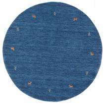  Gabbeh Loom Two Lines - Blauw Vloerkleed Ø 150 Modern Rond Donkerblauw/Blauw (Wol, India)