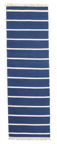  Dorri Stripe - Donkerblauw Vloerkleed 80X300 Echt Modern Handgeweven Tapijtloper Blauw/Beige (Wol, India)