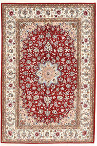 Echt Vloerkleed Isfahan Zijden Pool Vloerkleed 132X198 Beige/Rood ( Perzië/Iran)