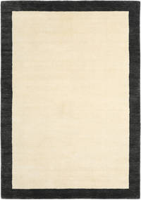 Handloom Frame 160X230 Zwart/Wit Eén Kleur Wol Vloerkleed Vloerkleed 