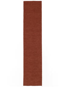  Kelim Loom - Roestkleur Vloerkleed 80X500 Echt Modern Handgeweven Tapijtloper Donkerrood (Wol, India)