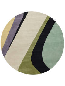  Dynamic Handtufted - Mint Vloerkleed Ø 200 Modern Rond Donkergrijs/Pastel Groen/Geel (Wol, India)