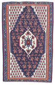  Kelim Senneh Vloerkleed 110X165 Echt Oosters Handgeweven Donkergrijs/Donkerpaars (Wol, Perzië/Iran)