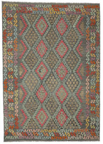  Kelim Afghan Old Style Vloerkleed 202X287 Echt Oosters Handgeweven Donkergroen/Donkerbruin (Wol, Afghanistan)