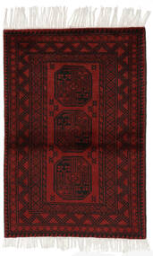 Afghan Vloerkleed 100X145 Echt Oosters Handgeknoopt Zwart/Wit/Creme (Wol, Afghanistan)