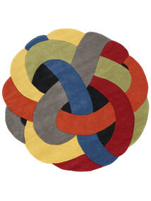  Colorful Knot - Multi Vloerkleed Ø 100 Modern Rond Wit/Creme/Donkerbruin (Wol, India)