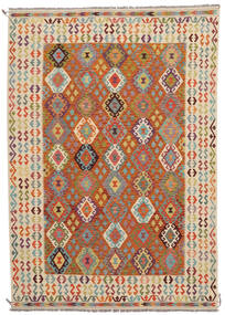  Kelim Afghan Old Style Vloerkleed 209X295 Echt Oosters Handgeweven Donkerbruin/Lichtbruin (Wol, Afghanistan)