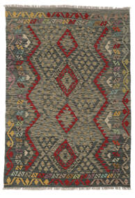Kelim Afghan Old Style Vloerkleed 125X178 Zwart/Donker Geel (Wol, Afghanistan)