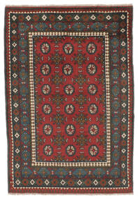 Handgeknoopt Afghan Fine Vloerkleed 103X148 Wol Vloerkleed Zwart/Donkerrood Klein Vloerkleed 