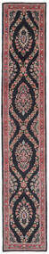  Oosters Sarough Vloerkleed Vloerkleed 70X390 Tapijtloper Zwart/Donkerrood (Wol, Perzië/Iran)