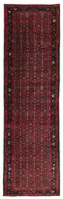  Hosseinabad Vloerkleed 110X395 Perzisch Wol Vloerkleed Zwart/Donkerrood Klein Vloerkleed 