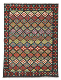  147X193 Kelim Afghan Old Style Vloerkleed Zwart/Donkerrood Afghanistan 