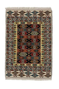  Perzisch Turkaman Vloerkleed Vloerkleed 88X125 Zwart/Bruin (Wol, Perzië/Iran)