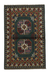  Afghan Fine Vloerkleed 100X154 Echt Oosters Handgeknoopt Zwart/Bruin (Wol, )