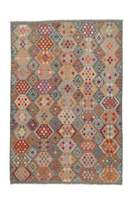  Kelim Afghan Old Style Vloerkleed 204X295 Echt Oosters Handgeweven Wit/Creme/Donkerbruin (Wol, Afghanistan)