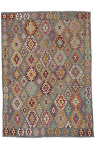  Kelim Afghan Old Style Vloerkleed 174X243 Echt Oosters Handgeweven Donkerbruin/Zwart (Wol, Afghanistan)
