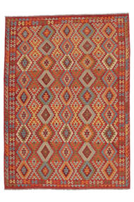  Kelim Afghan Old Style Vloerkleed 256X351 Echt Oosters Handgeweven Donkerrood/Donkerbruin Groot (Wol, Afghanistan)
