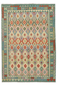  Kelim Afghan Old Style Vloerkleed 205X290 Echt Oosters Handgeweven Donkergroen/Olijfgroen (Wol, Afghanistan)