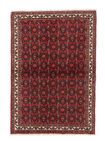  Perzisch Hosseinabad Vloerkleed 97X138 Zwart/Donkerrood 