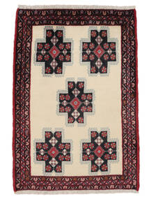 Handgeknoopt Afshar/Sirjan Vloerkleed 73X109 Perzisch Wol Vloerkleed Zwart/Beige Klein Vloerkleed 