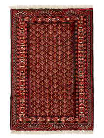 84X124 Turkaman Vloerkleed Vloerkleed Oosters Zwart/Donkerrood (Wol, Perzië/Iran)