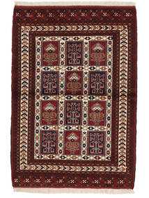  84X123 Turkaman Vloerkleed Vloerkleed Zwart/Donkerrood Perzië/Iran 
