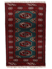  61X97 Turkaman Vloerkleed Handgeknoopt Vloerkleed Zwart/Donkerrood Perzië/Iran 